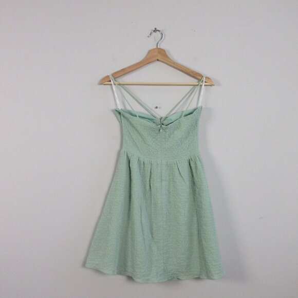 Sabo Odin Halter Cutout Mini Dress Small Mint Crinkle Texture Strappy Summer 242 - Picture 2 of 10